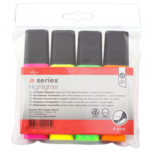 Textmarker a-series AS0564, 4er Pack in Verpackung