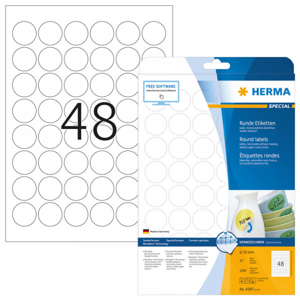 Etiketten Herma 4387 Movable, rund, Ø30mm