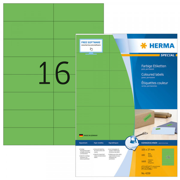 Etiketten Herma 4259, grün, 105x37mm Verpackung