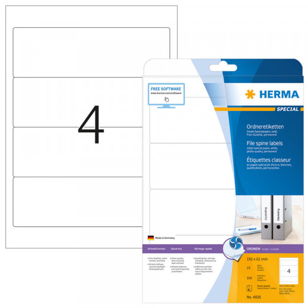 Rückenschilder Herma 4826, 192x61mm, Foto Verpackung