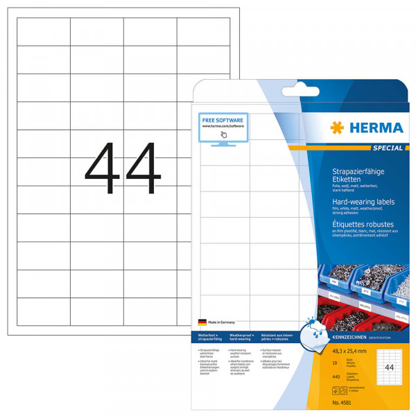 Folienetiketten Herma 4581 mit Verpackung