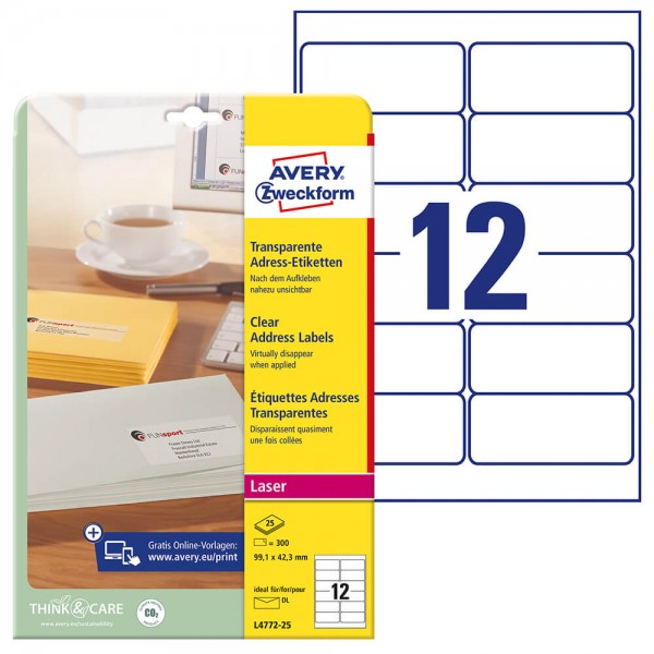 Etiketten Zweckform L4772-25 Verpackung + Inhalt