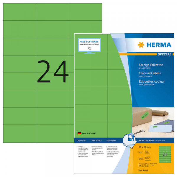 Etiketten Herma 4409, grün, 70x37mm
