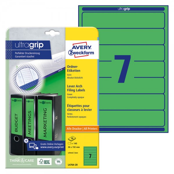 Rückenschilder Zweckform L4764-20 Verpackung + Inhalt