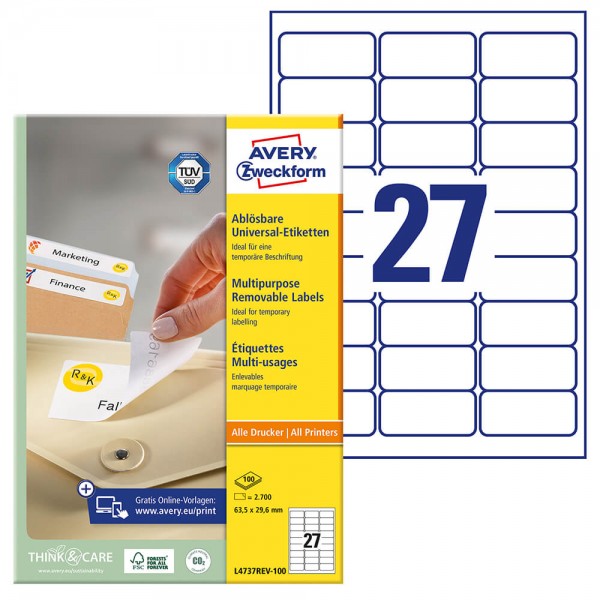Etiketten Zweckform L4737REV-100 Verpackung + Inhalt