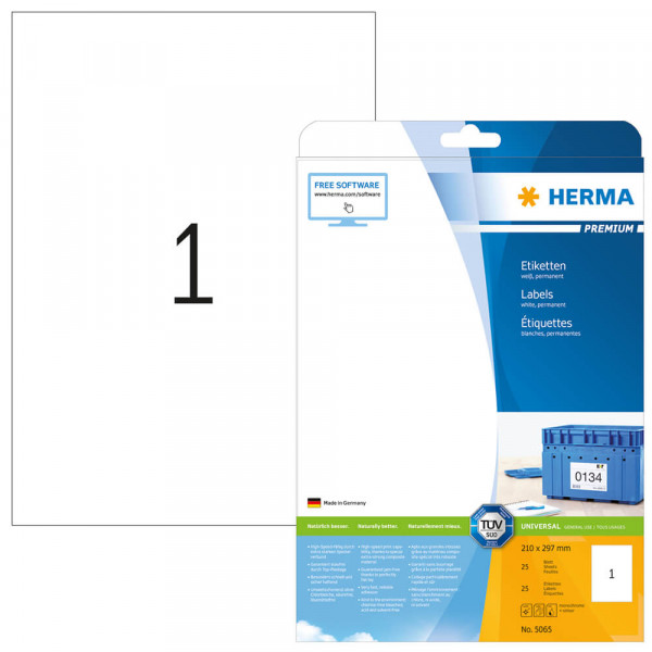 Etiketten Herma 5065, extra dick, 210x297mm mit Verpackung