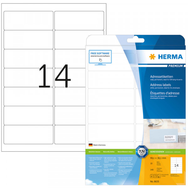 Etiketten Herma 8635, 99,1x38,1mm mit Verpackung