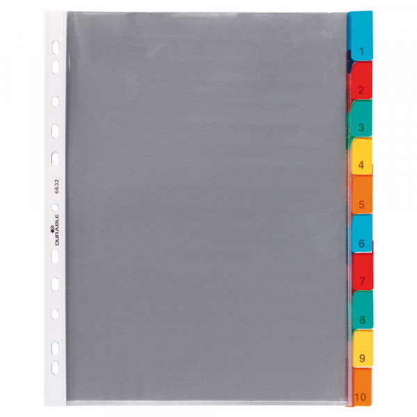 Kunststoffregister Durable 663219, A4 Überbreite, 10-teilig
