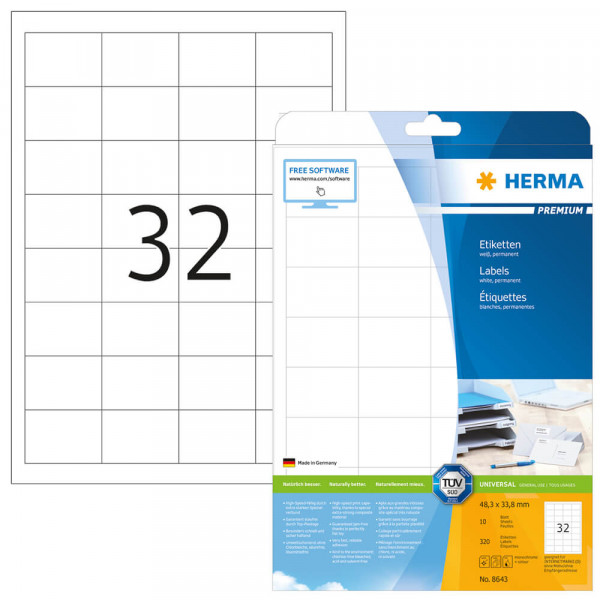 Etiketten Herma 8643, 48,3x33,8mm