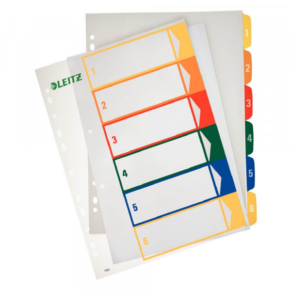 Kunststoffregister Leitz 1292, A4 Überbreite, 1-6