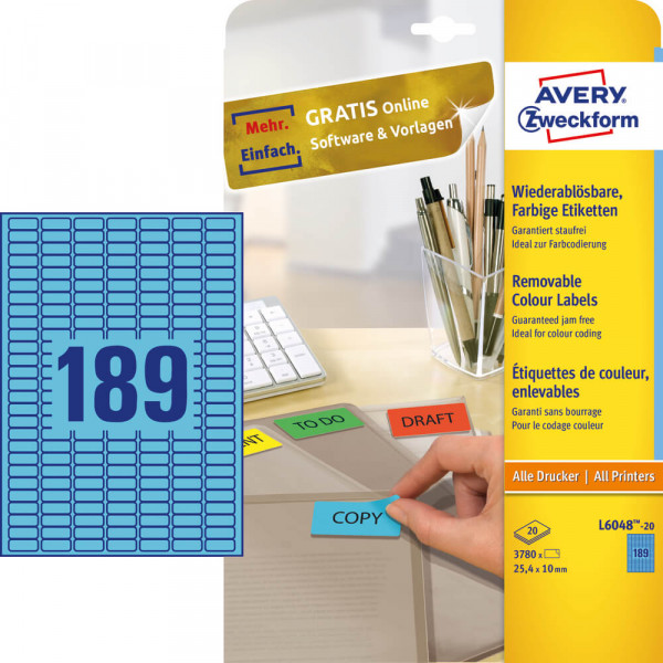Farbige Etiketten Zweckform L6048-20 mit Verpackung