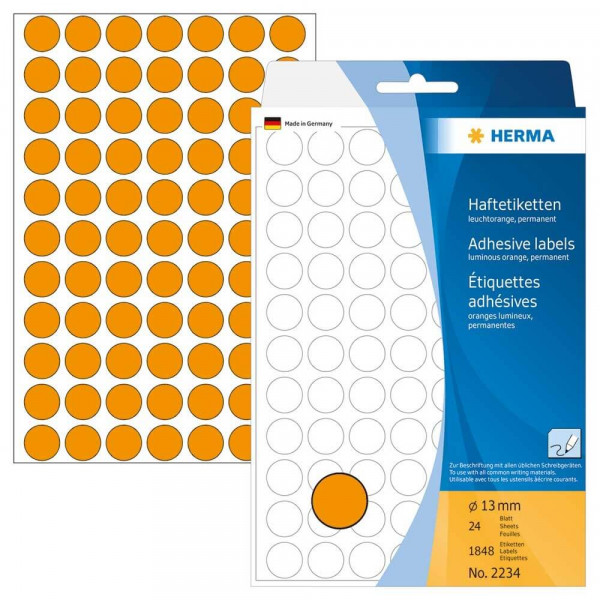 Markierungspunkte Herma 2234, Ø13mm, leuchtorange