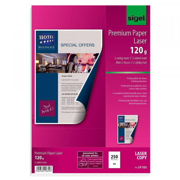 Farblaserpapier Sigel LP322, A4, superweiß, 120g/m²