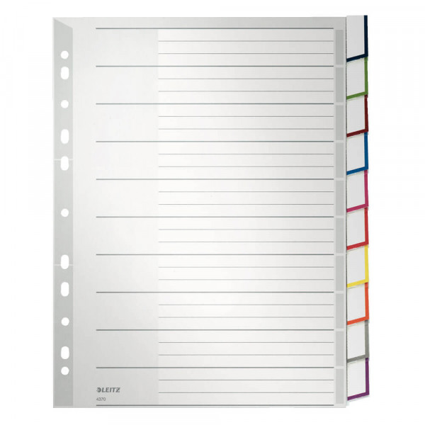 Kunststoffregister Leitz 4370, A4 Überbreite, 10-teilig