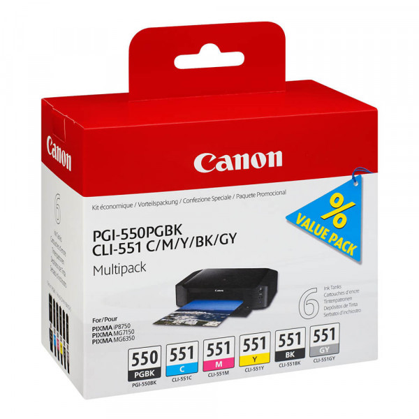 Canon Tintenpatrone PGI-550PGBK + CLI-551BK/C/M/Y/GY