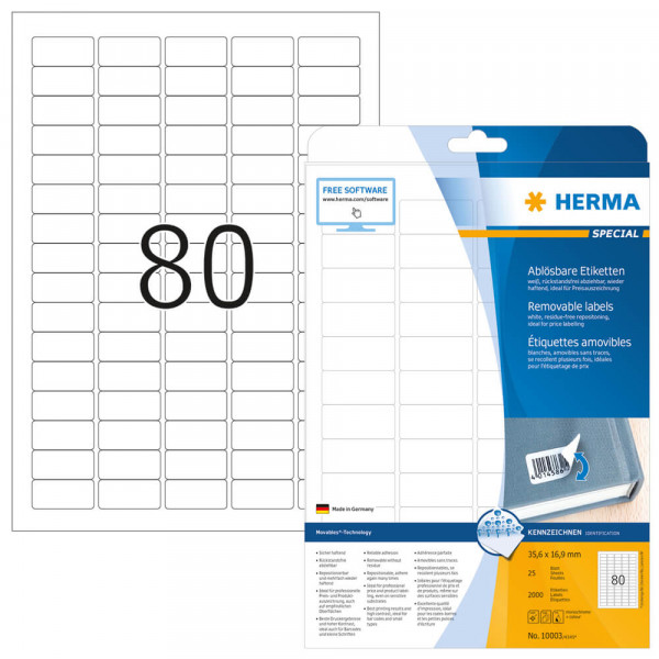Etiketten Herma 10003 Movable, 35,6x16,9mm Verpackung