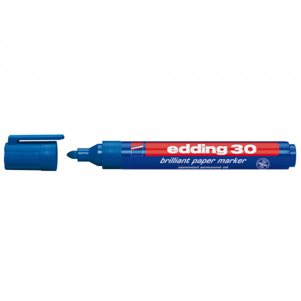 Permanentmarker Edding 30 Brillant-Papiermarker, nicht durchschlagend blau