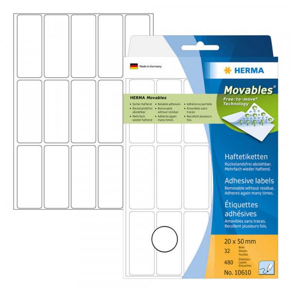 Etiketten Herma 10610 Movable, 20x50mm Verpackung