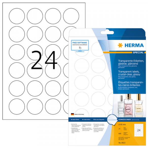 Etiketten Herma 8023, gelb, Ø40mm mit Verpackung