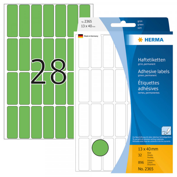 Etiketten Herma 2365, grün, 12x18mm mit Verpackung