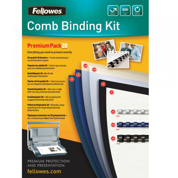 Plastikbinderücken-Set Fellowes 6/8/12mm 5371801