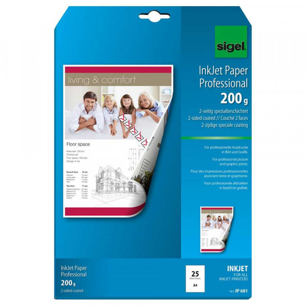 Sigel Inkjetpapier IP681, A4, 200 g/m², 25 Blatt