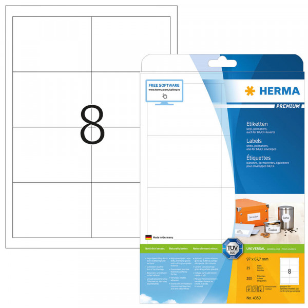 Etiketten Herma 4359, PEFC, 96,5x67,7mm Verpackung