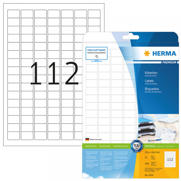 Etiketten Herma 4334, 25,4x16,9mm mit Verpackung