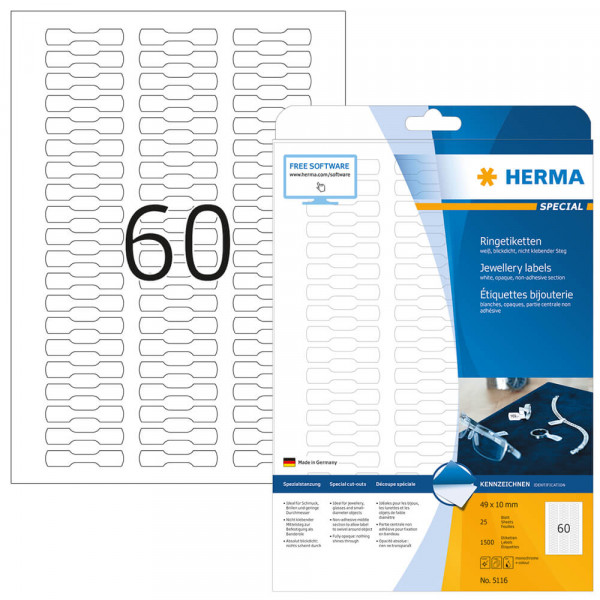Ringetiketten Herma 5116, 49x10mm mit Verpackung