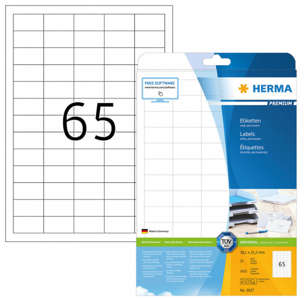 Etiketten Herma 5027, 38,1x21,2mm mit Verpackung