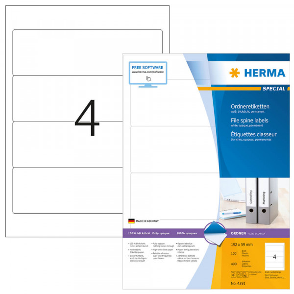 Rückenschilder Herma 4291, breit/kurz Verpackung