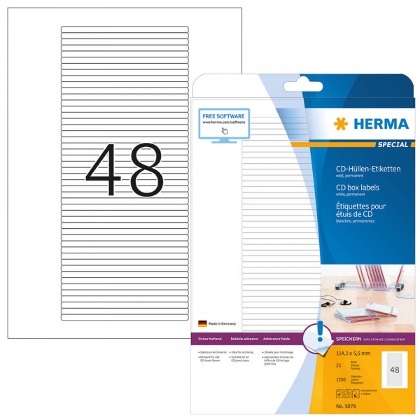 Etiketten Herma 5078 114,3x5,5mm mit Verpackung