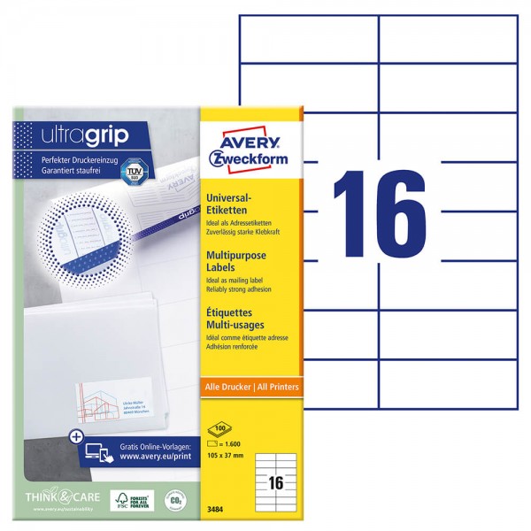 Etiketten Zweckform 3484, 105x37mm Verpackung
