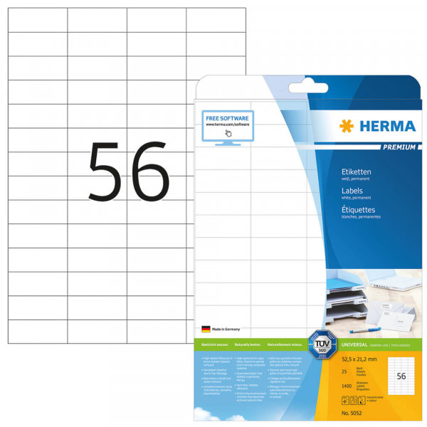 Etiketten Herma 5052 52,5x21,2mm mit Verpackung