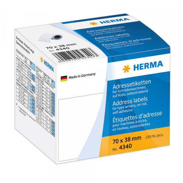 Adressetiketten Herma 4340, für Schreibgeräte, 70x38mm