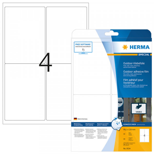 Etiketten Herma 9534, Folie, 99,1x139,0mm mit Verpackung