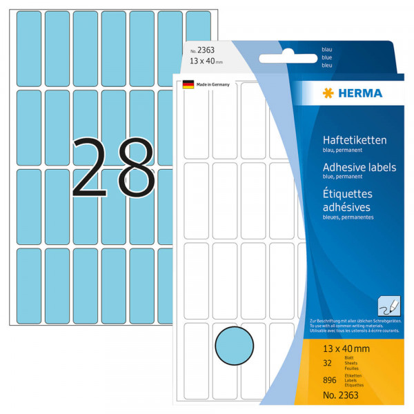 Etiketten Herma 2363, blau, 13x40mm mit Verpackung