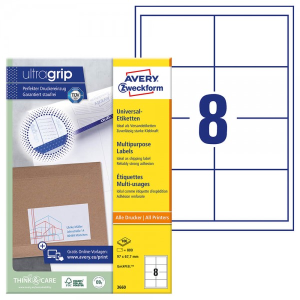 Etiketten Zweckform 3660, stark haftend ultragrip