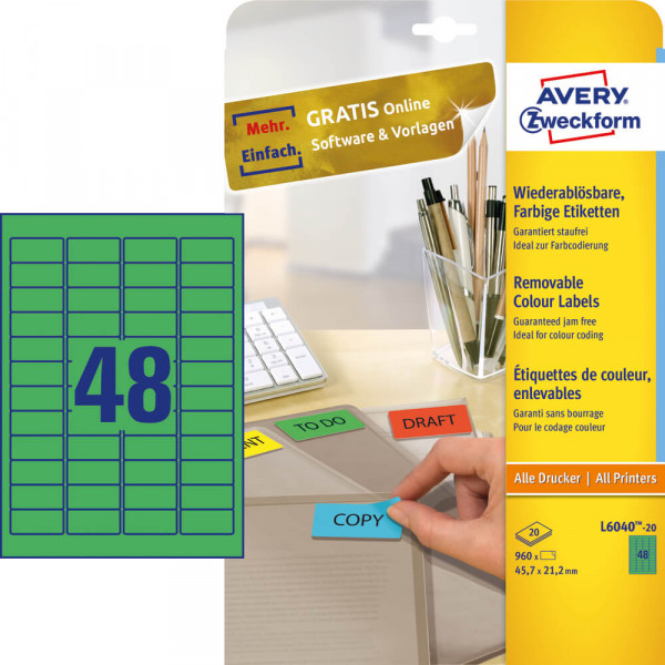 Farbige Etiketten Zweckform L6040-20 mit Verpackung