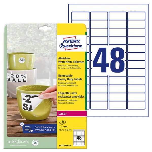 Etiketten Zweckform L4778REV-20 Verpackung + Inhalt