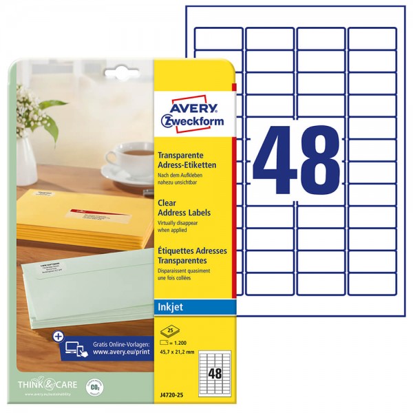 Adressetiketten Zweckform J4720-25 Verpackung + Inhalt