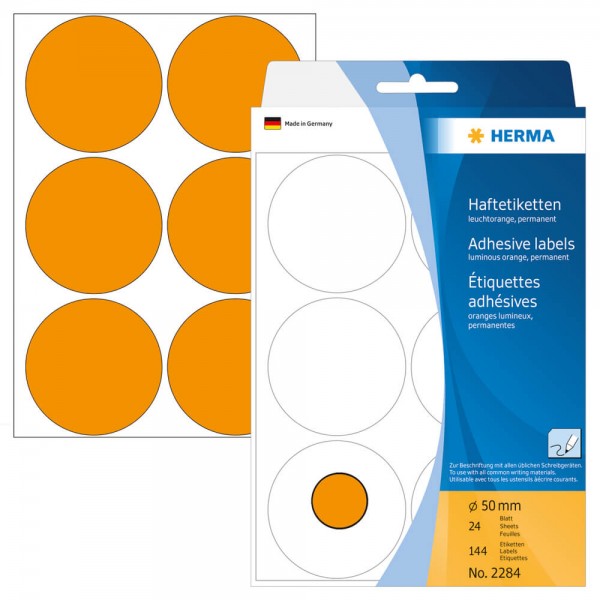 Markierungspunkte Herma 2284, Ø50mm, leuchtorange