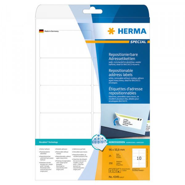 Etiketten Herma 4349 Movable, 96x50,8mm
