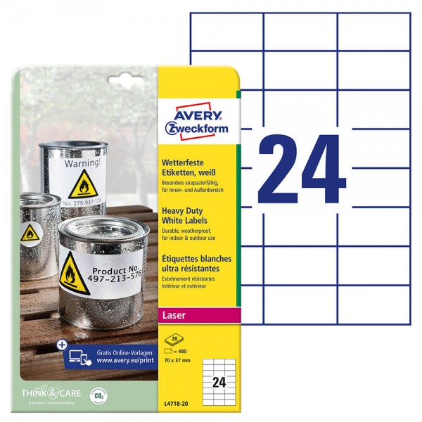 Folienetiketten Zweckform L4718-20 Verpackung + Inhalt