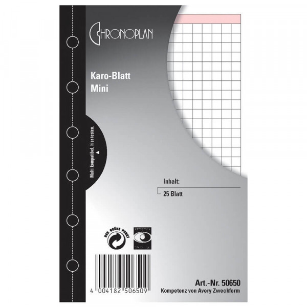 Terminplaner-Einlagen Chronoplan Mini Karo-Blätter 50650 Verpackung