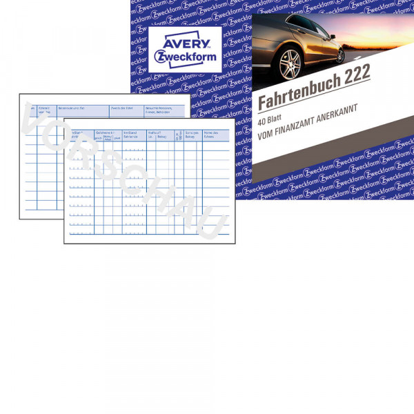 Fahrtenbuch Zweckform 222, A6 quer, für PKW mit Deckblatt