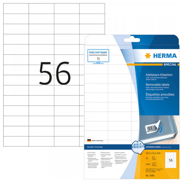 Etiketten Herma 5080 Movable, 52,5x21,2mm Verpackung