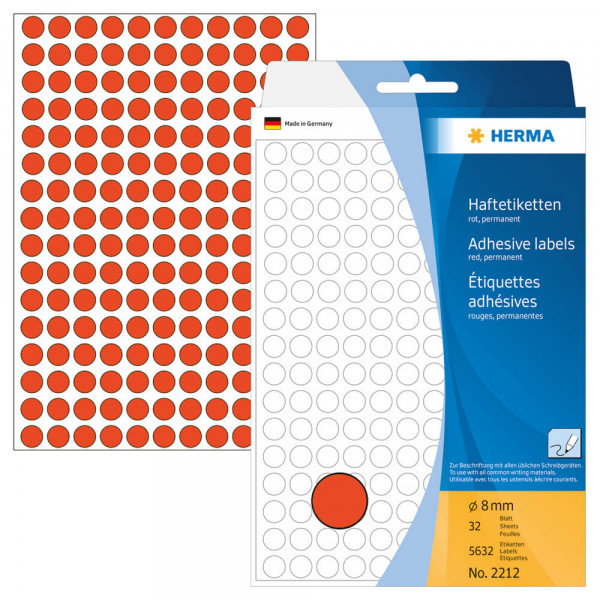 Markierungspunkte Herma 2212, Ø8mm, rot