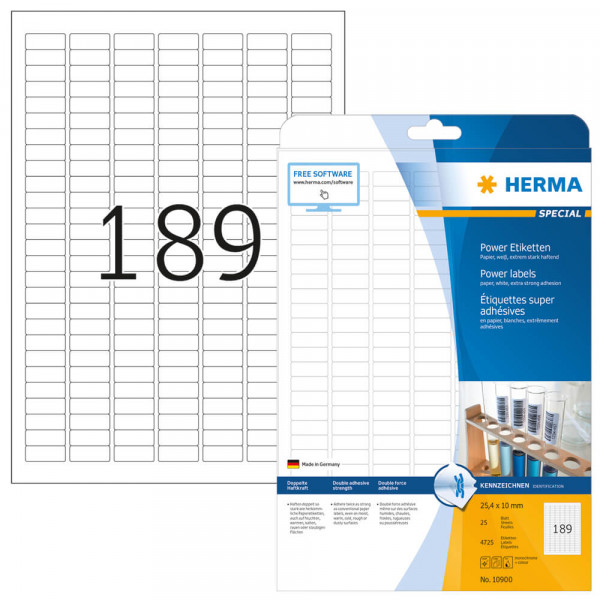 Etiketten Herma 10900, extra stark, 63,5x29,6mm mit Verpackung