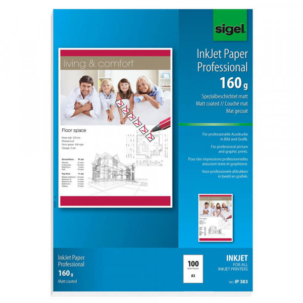 Sigel Inkjetpapier IP383, A3, 160g/m²